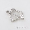 FILIGREE HEART NIPPLE SHIELD 316L SURGICAL STEEL NIPPLE RING